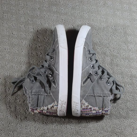 Blowfish Size 6 Grey Canvas Lace Up and Zipper Sneakers - Picture 4 of 6